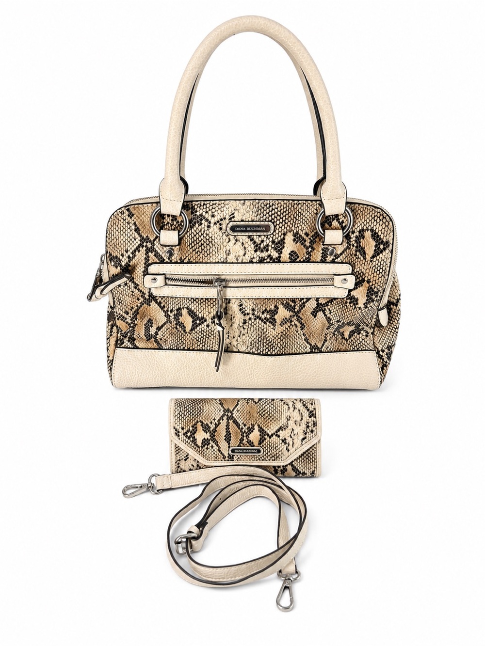 Dana Buchman Snakeskin Print Satchel Handbag & Matching Wallet Set